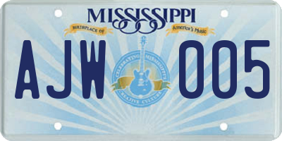 MS license plate AJW005