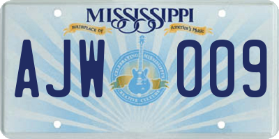 MS license plate AJW009