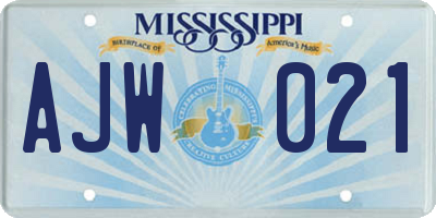 MS license plate AJW021