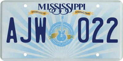 MS license plate AJW022