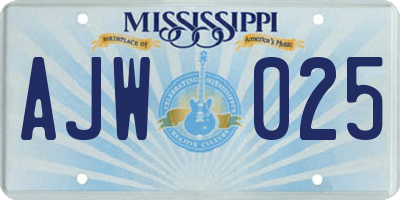 MS license plate AJW025