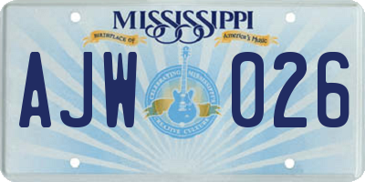 MS license plate AJW026
