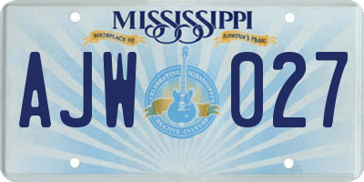 MS license plate AJW027