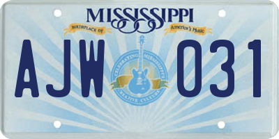 MS license plate AJW031