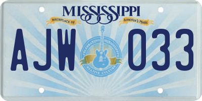 MS license plate AJW033