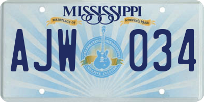 MS license plate AJW034