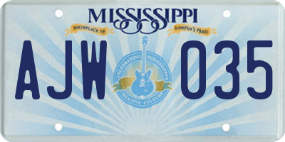 MS license plate AJW035