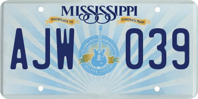 MS license plate AJW039