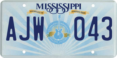 MS license plate AJW043