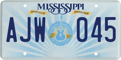 MS license plate AJW045