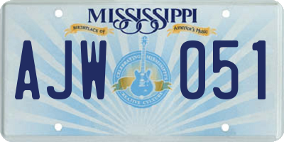 MS license plate AJW051