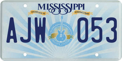 MS license plate AJW053