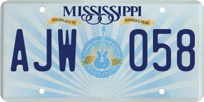 MS license plate AJW058