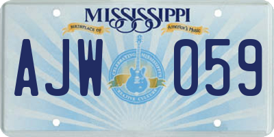MS license plate AJW059