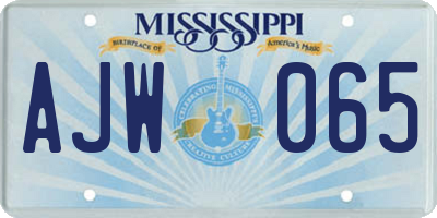 MS license plate AJW065