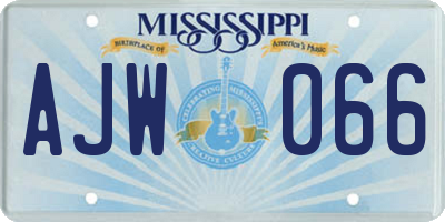 MS license plate AJW066