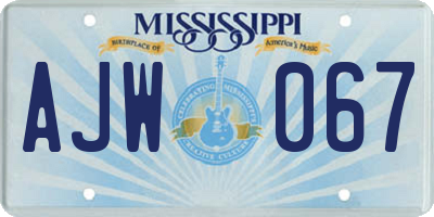 MS license plate AJW067