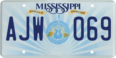 MS license plate AJW069