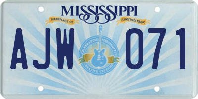 MS license plate AJW071