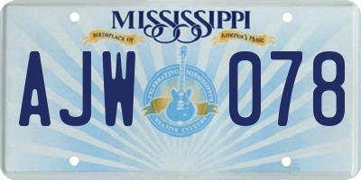 MS license plate AJW078