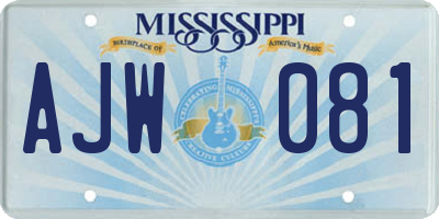 MS license plate AJW081