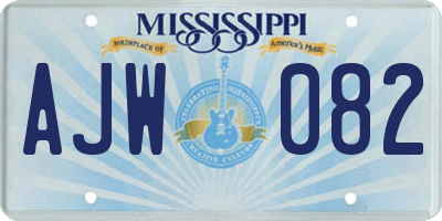 MS license plate AJW082