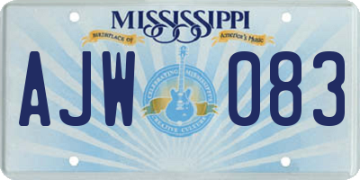 MS license plate AJW083