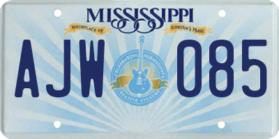 MS license plate AJW085