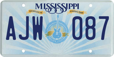 MS license plate AJW087