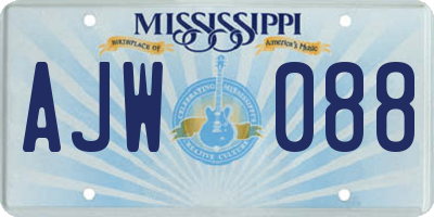 MS license plate AJW088