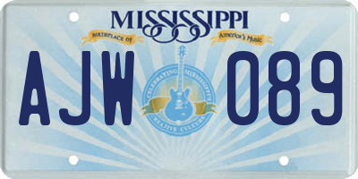 MS license plate AJW089