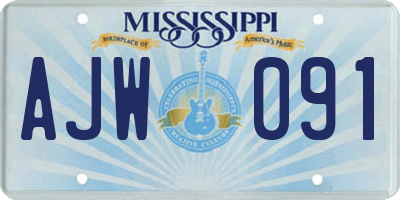 MS license plate AJW091