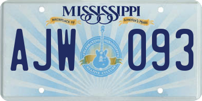 MS license plate AJW093
