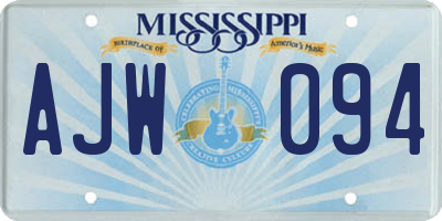 MS license plate AJW094