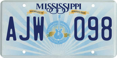 MS license plate AJW098