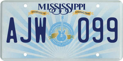 MS license plate AJW099