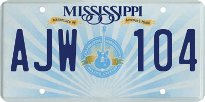 MS license plate AJW104