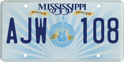 MS license plate AJW108