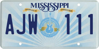 MS license plate AJW111