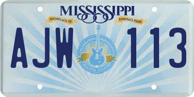 MS license plate AJW113