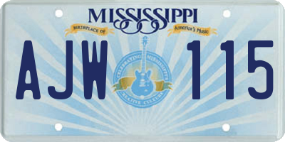 MS license plate AJW115