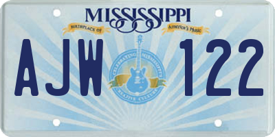 MS license plate AJW122