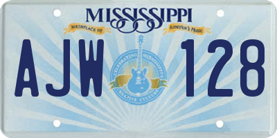 MS license plate AJW128