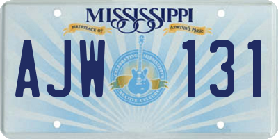 MS license plate AJW131