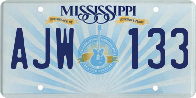 MS license plate AJW133
