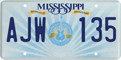 MS license plate AJW135