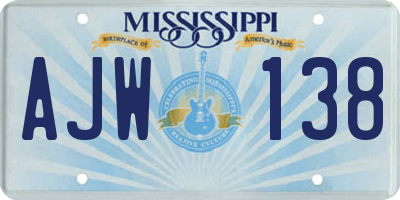 MS license plate AJW138
