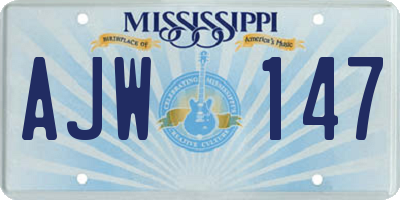 MS license plate AJW147