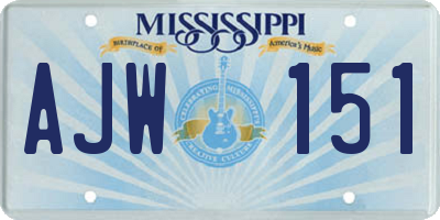 MS license plate AJW151