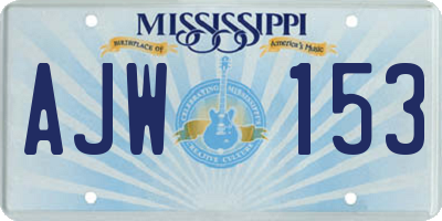 MS license plate AJW153